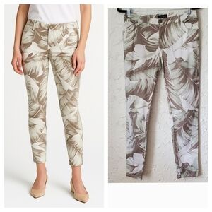 Armani Jeans Leaf Print Pants with ankle zipper